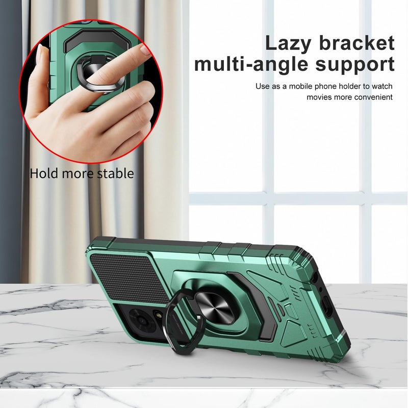 Mocotto for TCL K24/TCL K23/TCL 50 LE Phone Case with Tempered Glass Screen Protector,Military Grade Heavy Duty Shockproof Protective Cover,with Ring Kickstand (TCL K24,Dark Green) - Image 5